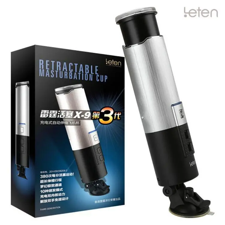  Leten X-9 pistón retráctil taza del masturbation para los hombres 10 Tipo vibrador modos manos libr