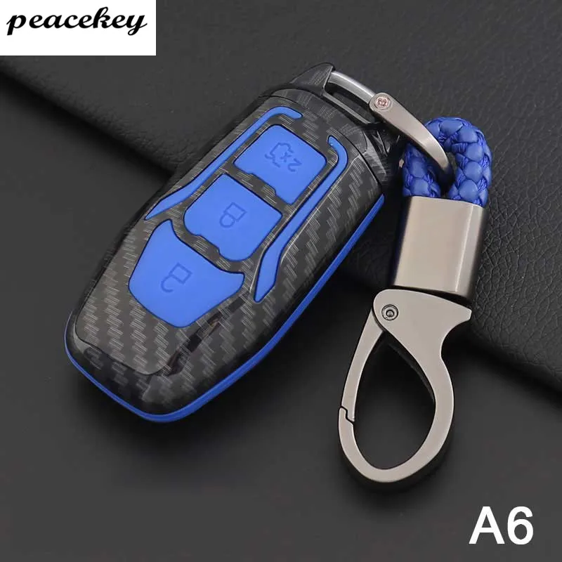 

Carbon Silicone Car Key Case Cover Keychain for Ford Escort Mondeo Everest Ranger Fusion Auto Key Shell holder