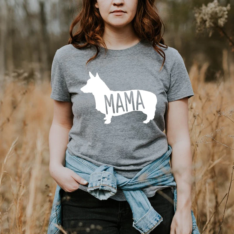 Corgi Mama Love Corgis Повседневная хлопковая Футболка с принтом женская футболка