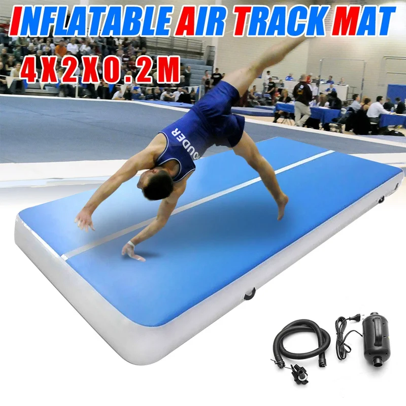 

SGODDE 1Pcs 157x79x8inch Inflatable Gym Mat Air Tumbling Track Gymnastics Cheerleading Pad with 220-240V Electric Pump