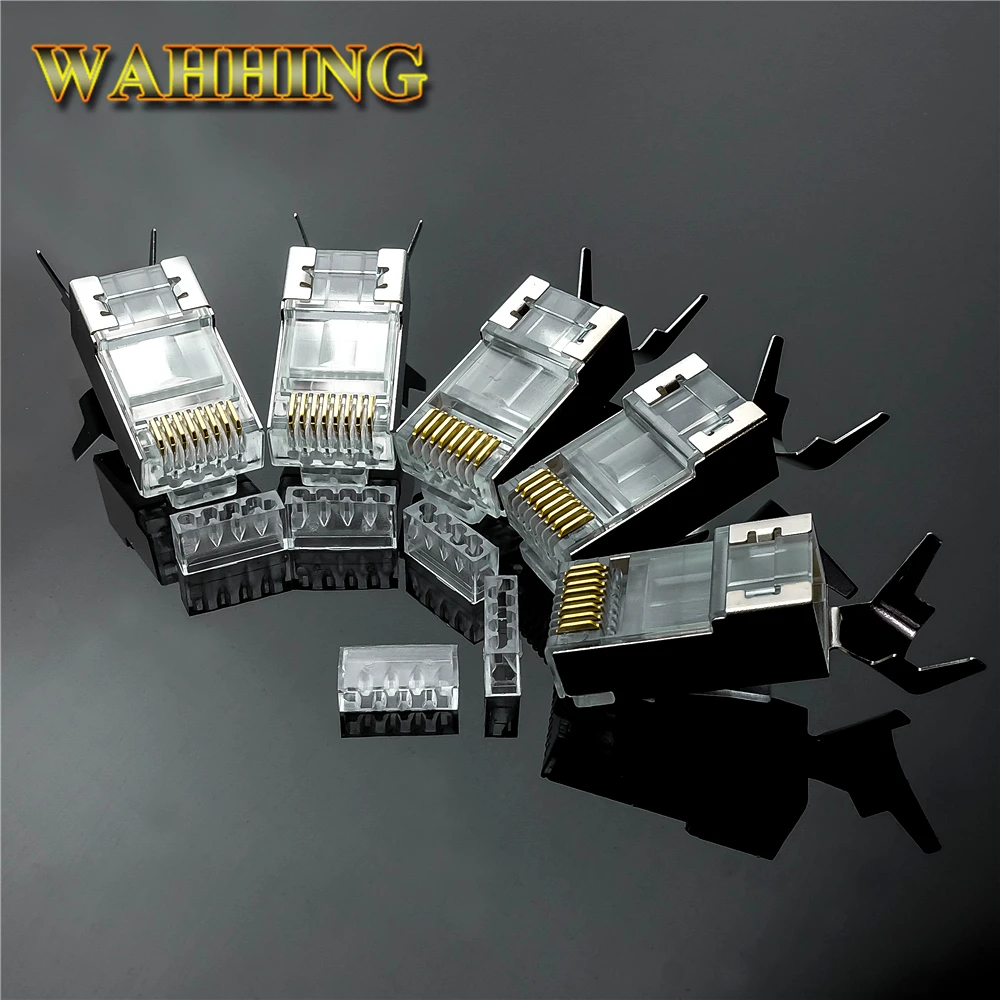 10/50/100x RJ45 Connector Cat6a Cat7 Shielded Network Connector RJ45 Plug 8p8c Terminal Split type for FTP Ethernet Cable HY1530
