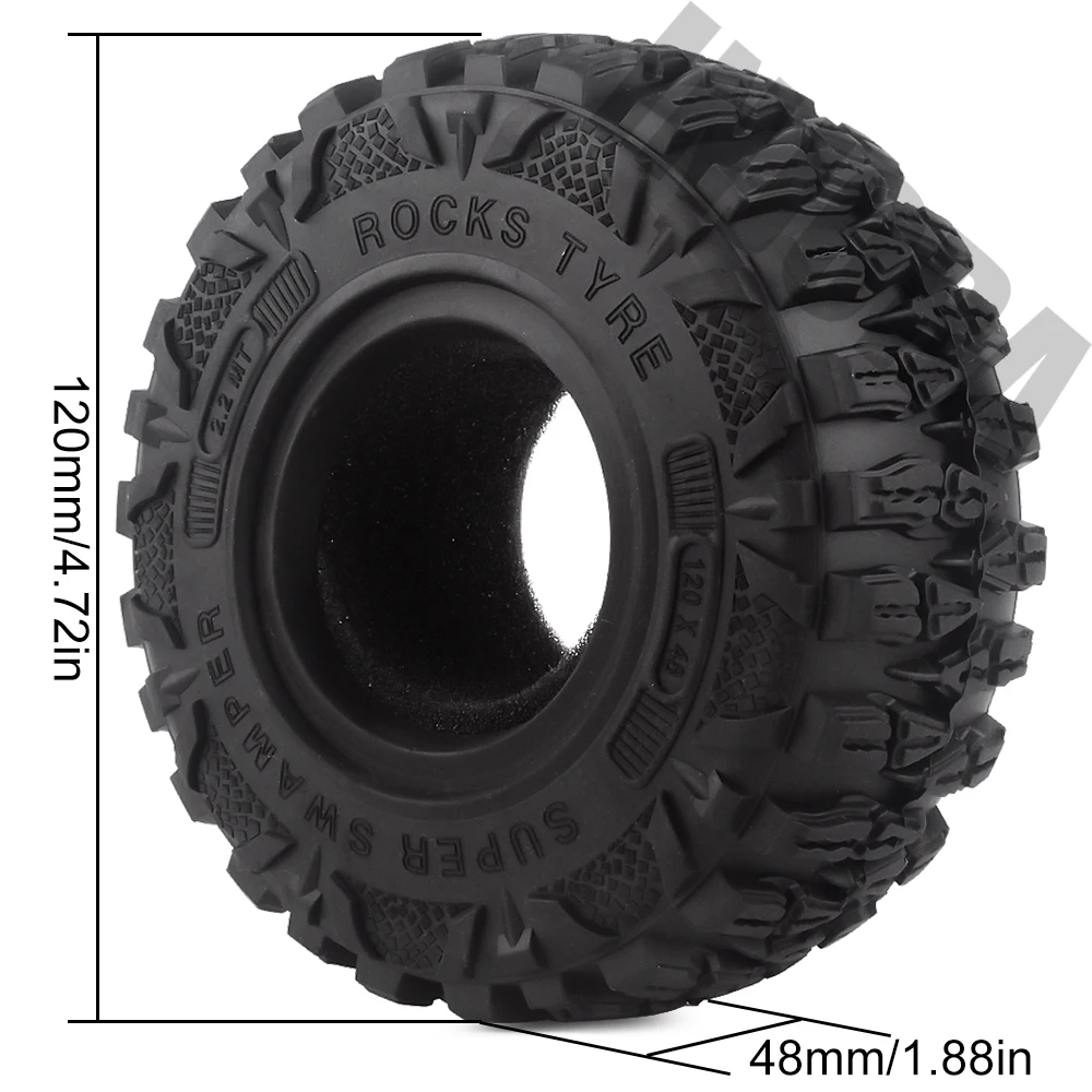 Injora 4 шт. 2," грязи Grappler резиновые шины 2,2 шины для колес 120*48 мм для 1:10 RC Рок Гусеничный Traxxas TRX4 осевой SCX10 90046 90047