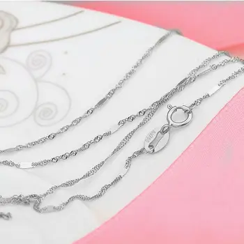 

Fashion Pure Au750 18K White Gold Chain Women's Singapore Link Necklace 16inch