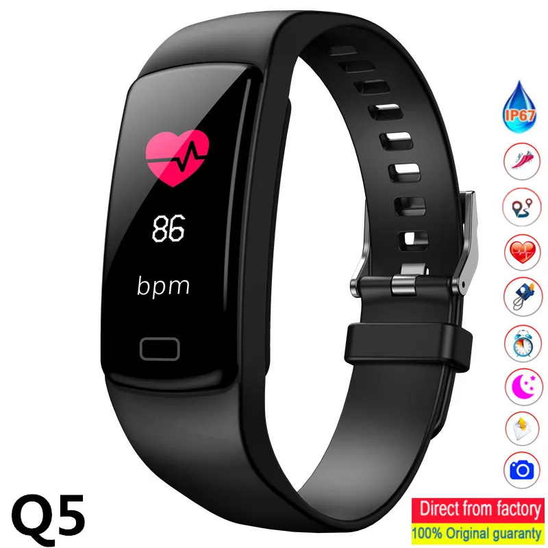

2019 New Q5 Smart band waterproof Heart Rate Blood Pressure Monitoring Fitness Tracker for Android IOS PK Y5 S5 mi band 3 band 4