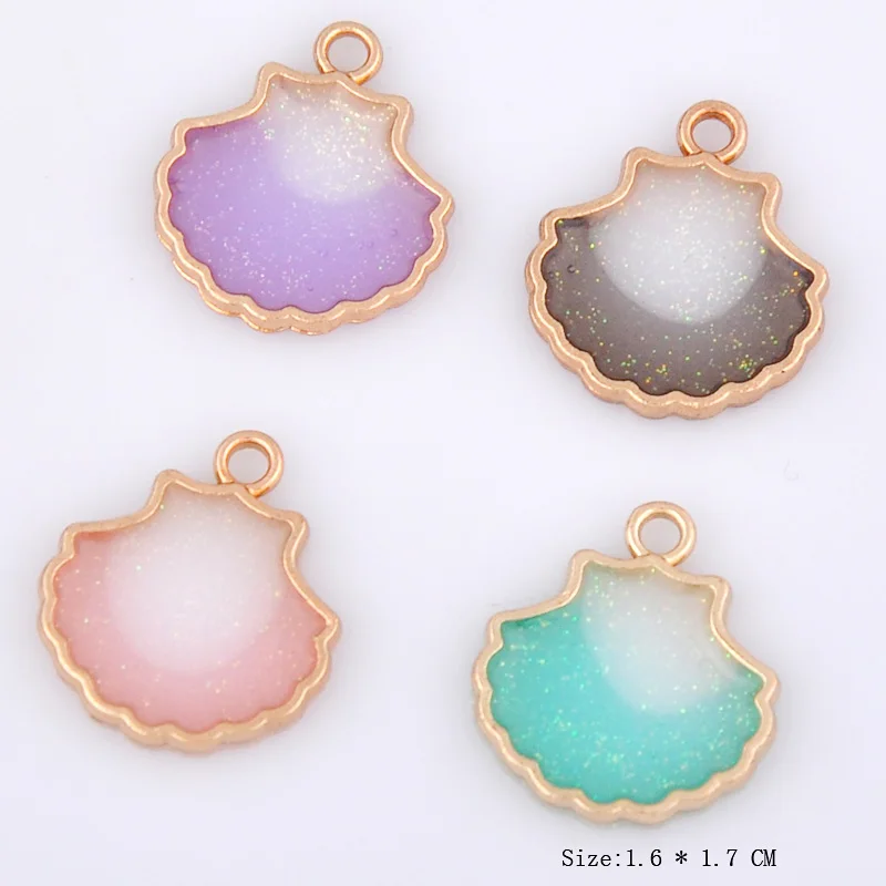 

10pcs 17*16MM DIY enamel shell charms Korea accessories KC gold alloy small bracelet Seashell pendant metal nautical jewelry