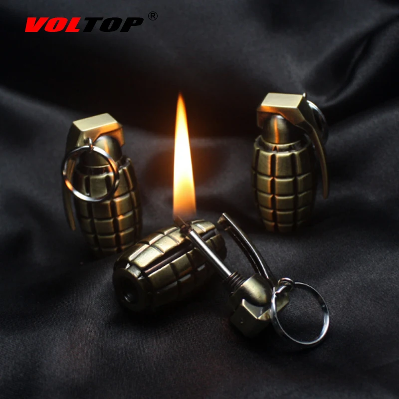 

Kerosene Lighter Key Ring Car Ornaments Grenade Modelling Cigarette Lighter Keychain Match Key Chain Creative Military Pendant