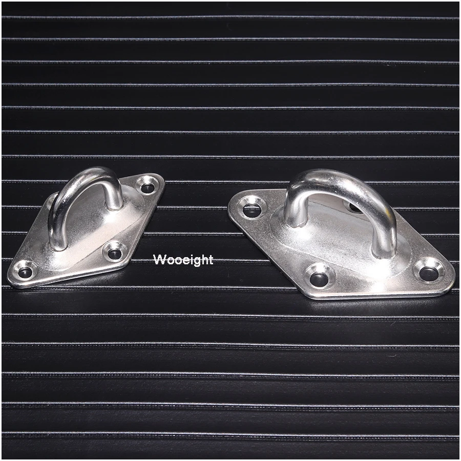 Wooeight Stainless Steel 304 Diamond Shaped Pad Eye Plates Staple Ring Hook Loop Home Boat Marine Yacht Shade Sail Hardware M6 (4)