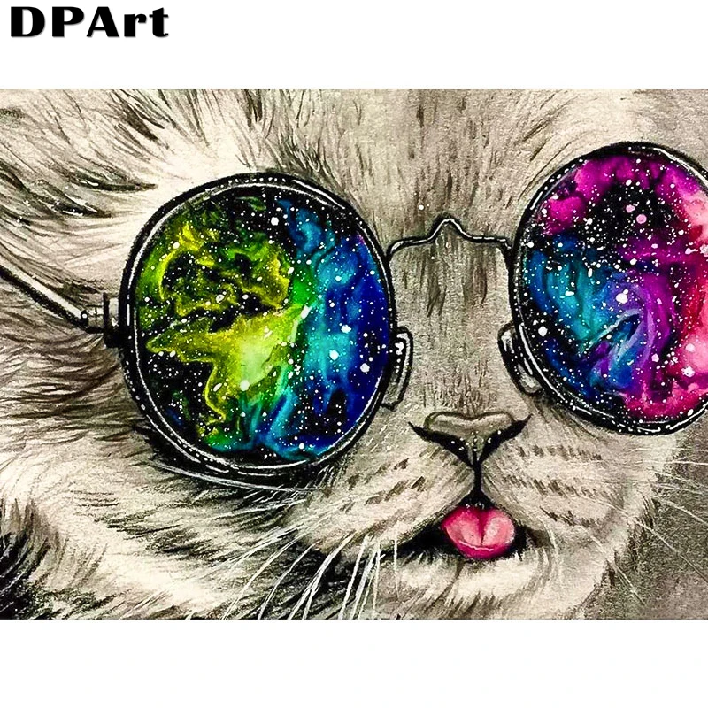 

Diamond Painting Full Square/Round Drill Cool Cute Cat 5D Daimond Painting Embroidery Stitch Kit Mosaic Rhinestone Picture L339