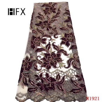 

African Lace Fabric 2019 High Quality French flannelette Lace Fabric New Arrival Wine red nigeria party dress J1921
