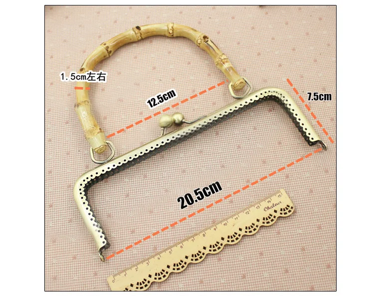 20,5 см серебро золото brozen Металл кошелек рама с бамбуковой одной ручке дропшиппинг мешок металла оборудования Запчасти кошелек рама Obag