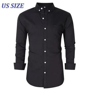 

US Size 100% Cotton Mens Dress Shirts Long Sleeve Formal Shirt Men Social Business Shirts Camisa Masculin Chemise Homme TS-521