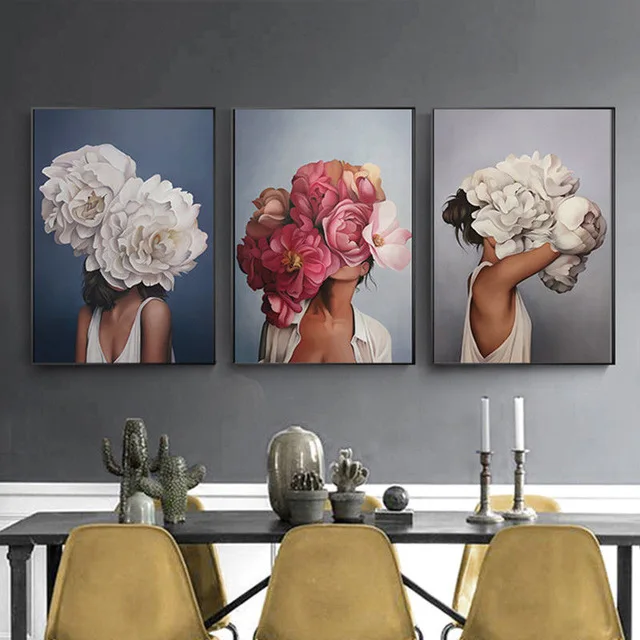 

Flowers Girls Wall Art Canvas Painting Nordic Poster Picture Posters And Prints Wall Pictures Living Room Home Decor Unframed