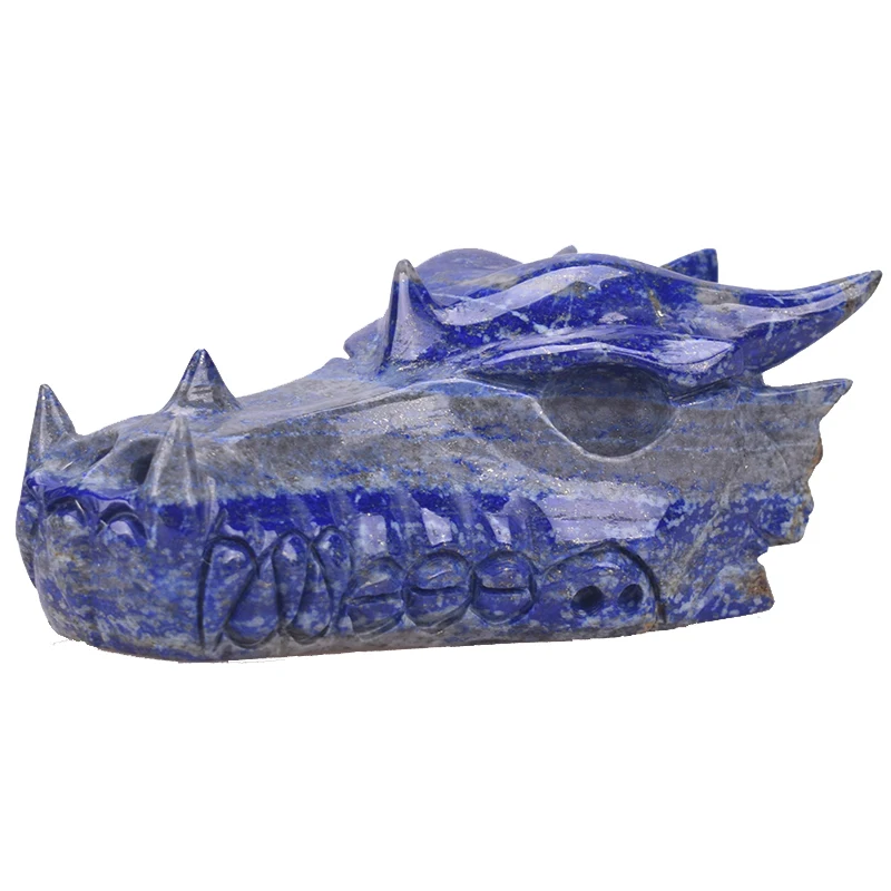 

5'' Dragon Skull Sculpture Natural Lapis Lazuli Dragon Head Skull Healing Realistic Crystal Skull Home Decor Art Collection