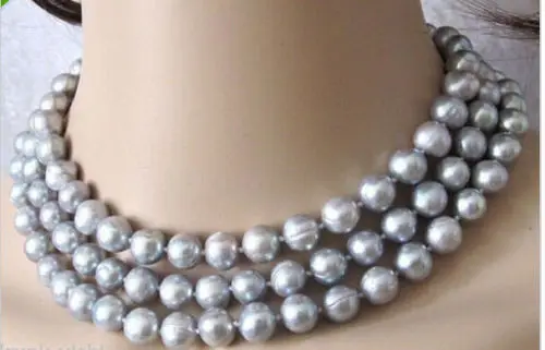 

FREE SHIPPING>@@> HUGE 48inch NATURAL11-12mm SOUTH SEA GENUINE GRAY DROP PEARL NECKLACE14k ^^^@^Noble style Natural Fine jewe &