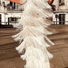 Высокое качество белый скольжения кисточкой v-образным вырезом длинное облегающее вискозное Бандажное платье вечернее платье