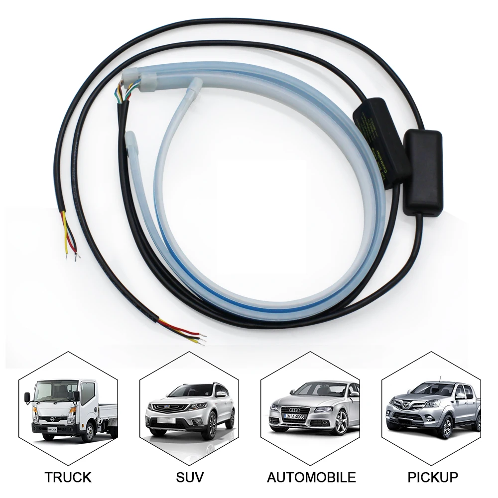 MODERN CAR 2Pcs 30/45/60cm Flow LED Strip Light Slim Flexible Turn Signal DRL Day Light Flowing Daytime Running Light Waterproof MODERN CAR 2Pcs 30/45/60cm Flow LED Strip Light Slim Flexible Turn Signal DRL Day Light Flowing Daytime Running Light Waterproof