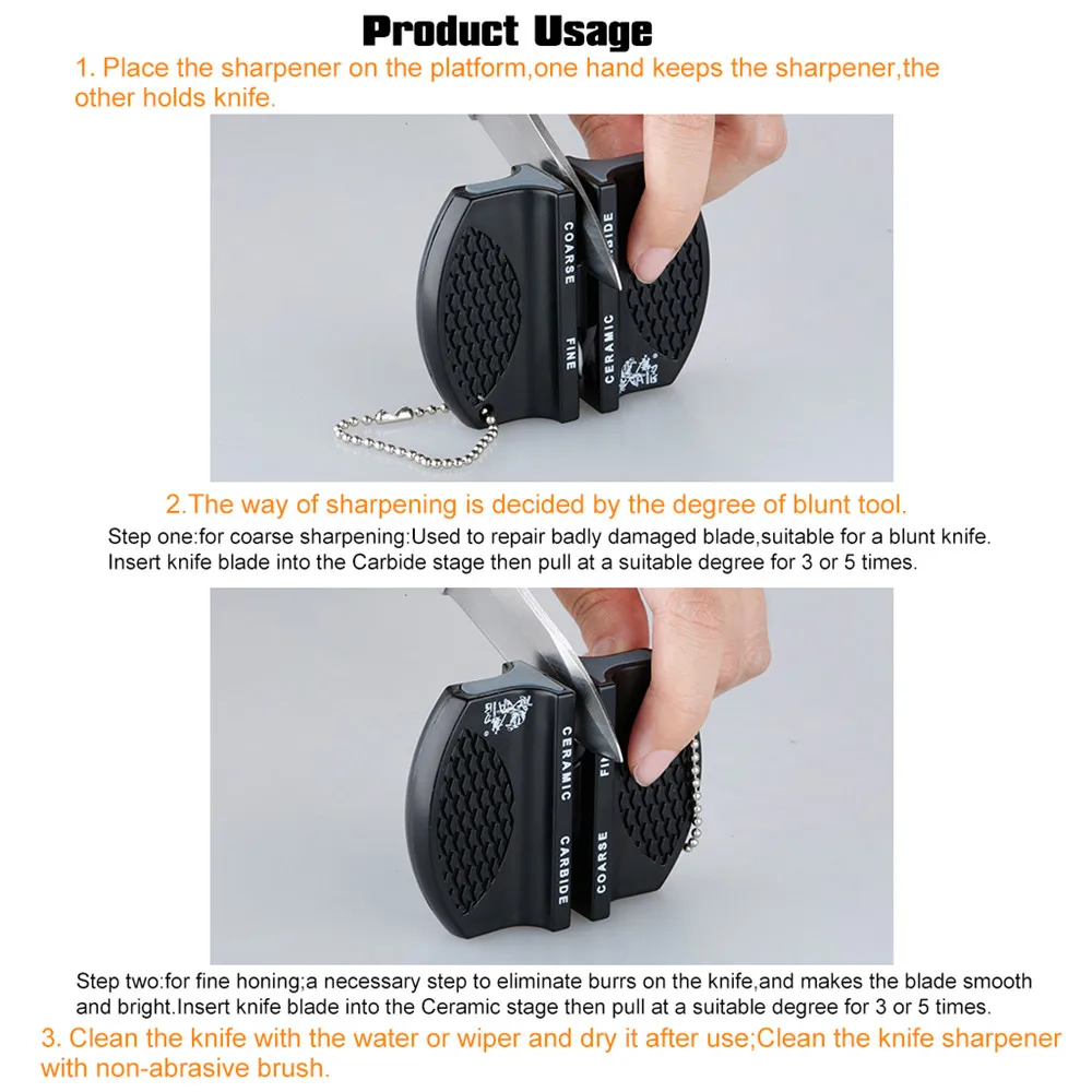 GRINDER New Hot Mini Ceramic Rod Tungsten Steel Camp Pocket Kitchen Knife Sharpener Household Kitchen Sharpening Tools10