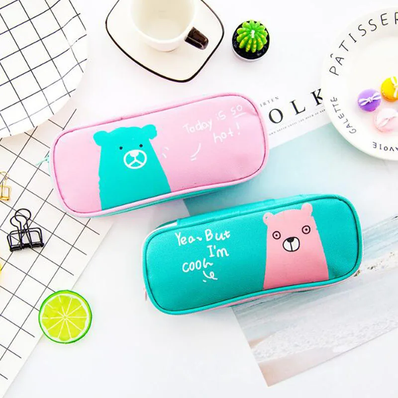 

Korea Large-Capacity Multi-Function Oxford Cloth Pencil Bag Creative Children'S Pen Bag Cartoon Cute Small Animal Pen Case
