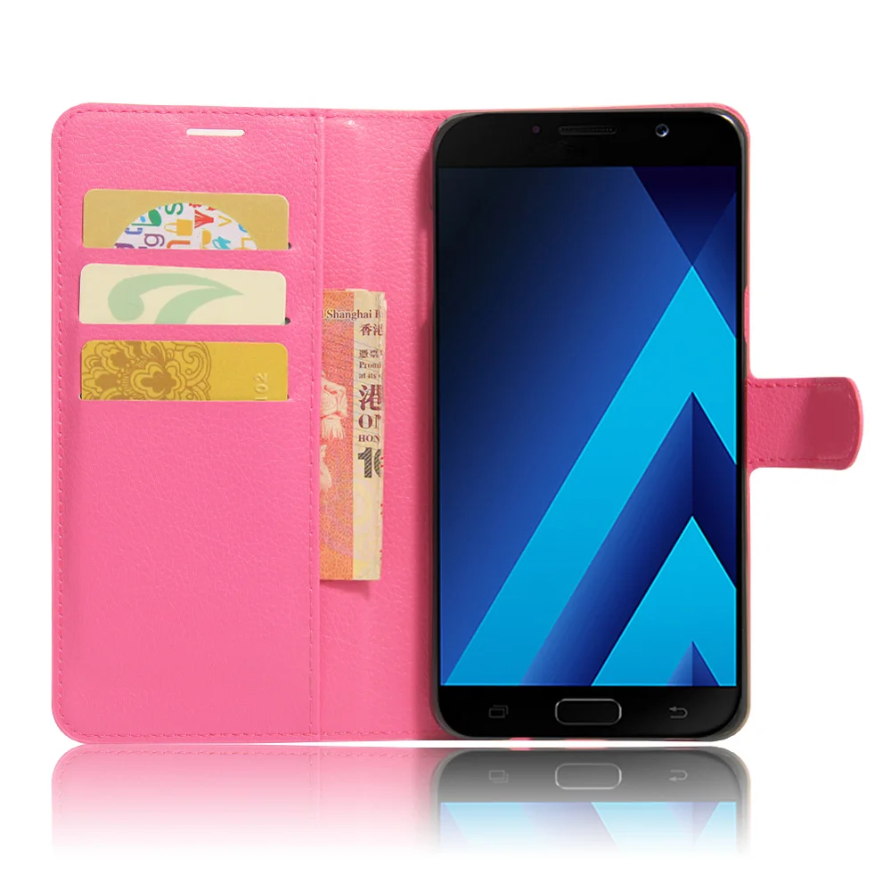 

Litchi Texture Flip Leather Cover Case for Samsung Galaxy A7 2017 A720 Wallet Style Magnetic Protective Shell With Card Slot