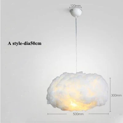 Современные плавающие облака светодиодные люстры освещение белый хлопок гостиная светодиодные люстры лампа столовая подвесные светильники - Цвет абажура: A style-dia50cm
