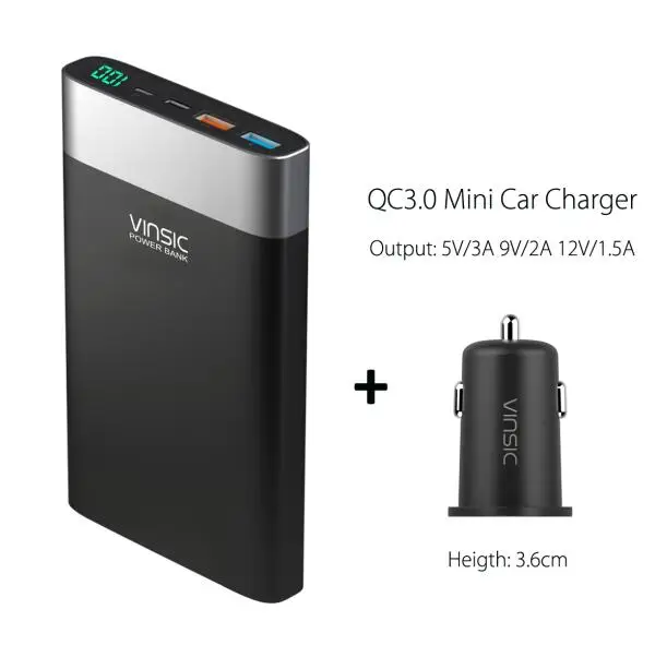 Vinsic 20000 мАч Внешний аккумулятор Quick Charge 3,0 Двусторонняя Быстрая зарядка type-C Dual USB зарядное устройство для iPhone X 8 8 Plus Xiaomi - Цвет: CC106B