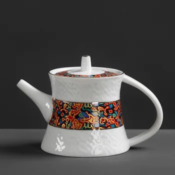 

Hammer shaped white porcelain kettle buddhist mood single pot creative teapot China kung fu tea set ceramic filter maker teaware
