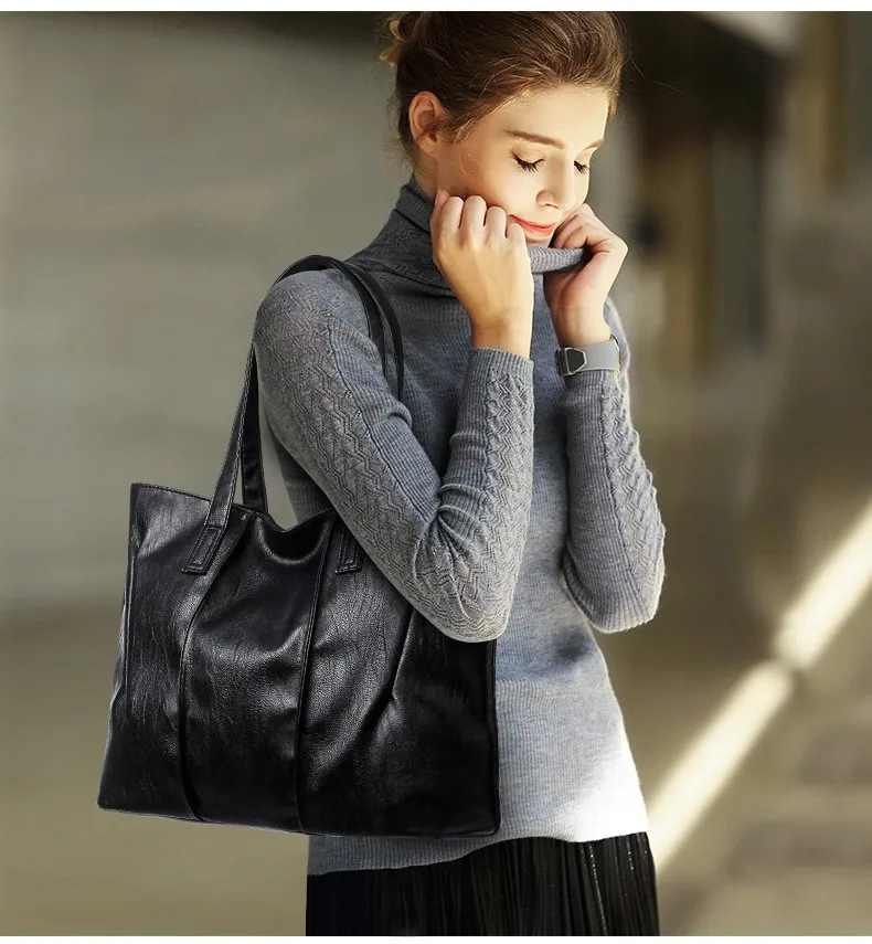 Новинка, простой стиль, мягкая кожаная сумка через плечо, модная женская дизайнерская вместительная сумка, женские сумки высокого качества, большие сумки