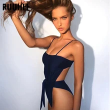 RUUHEE, сексуальный сдельный купальник, купальник для женщин, Одноцветный, купальник, передний узел, купальник, женский, пуш-ап, летний, мягкий, пляжная одежда