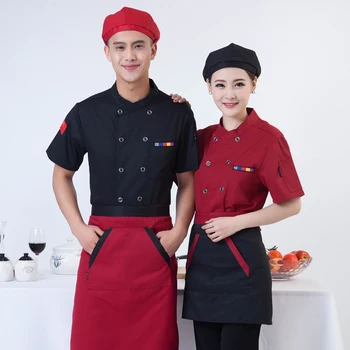 

Chefs Jacket Short Sleeves Hotels Restaurants Cafeterias Men and Women Chef Uniforms