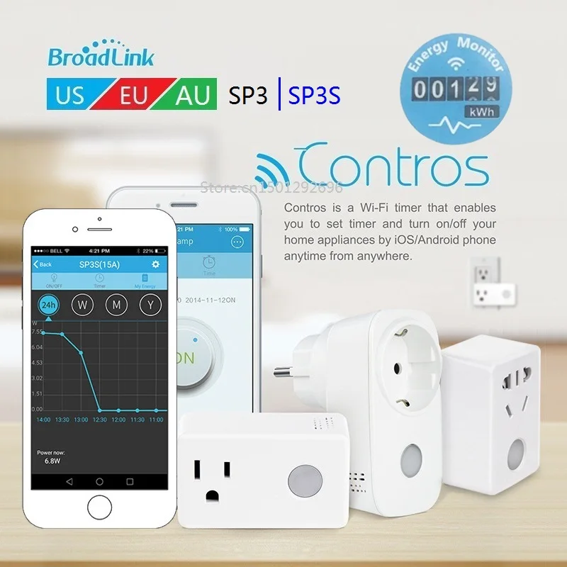 Broadlink SP3/SP3s ЕС США измеритель мощности умная вилка Wifi розетка SP Mini3 AU WiFi Пульт