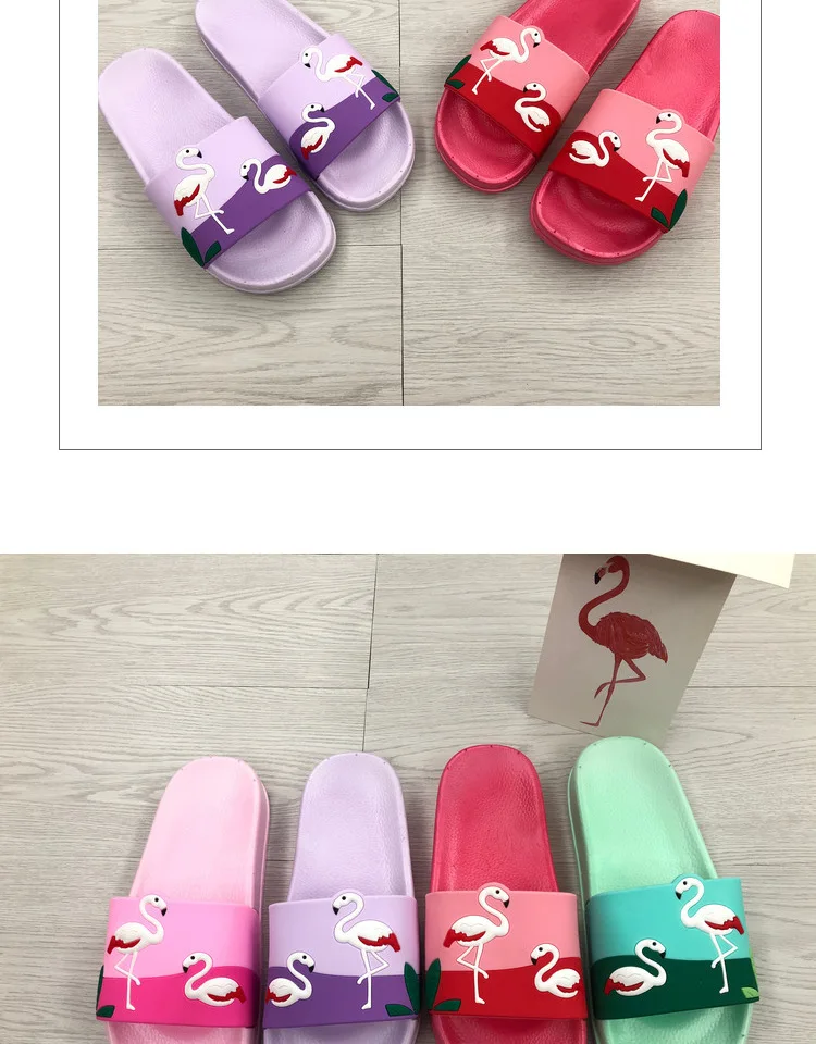 Женская обувь Фламинго тапочки; милые домашние тапочки Единорог сандалии пляжная обувь Вьетнамки Фламинго шлепанцы Zapatillas Mujer