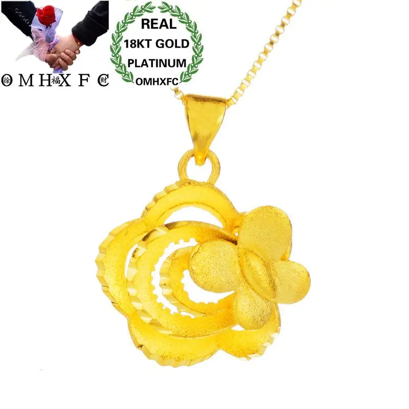 OMHXFC Wholesale European Fashion Woman Girl Party Birthday Wedding Gift Butterfly Flower 18KT Real Gold Charm Pendant PN46 | Украшения и