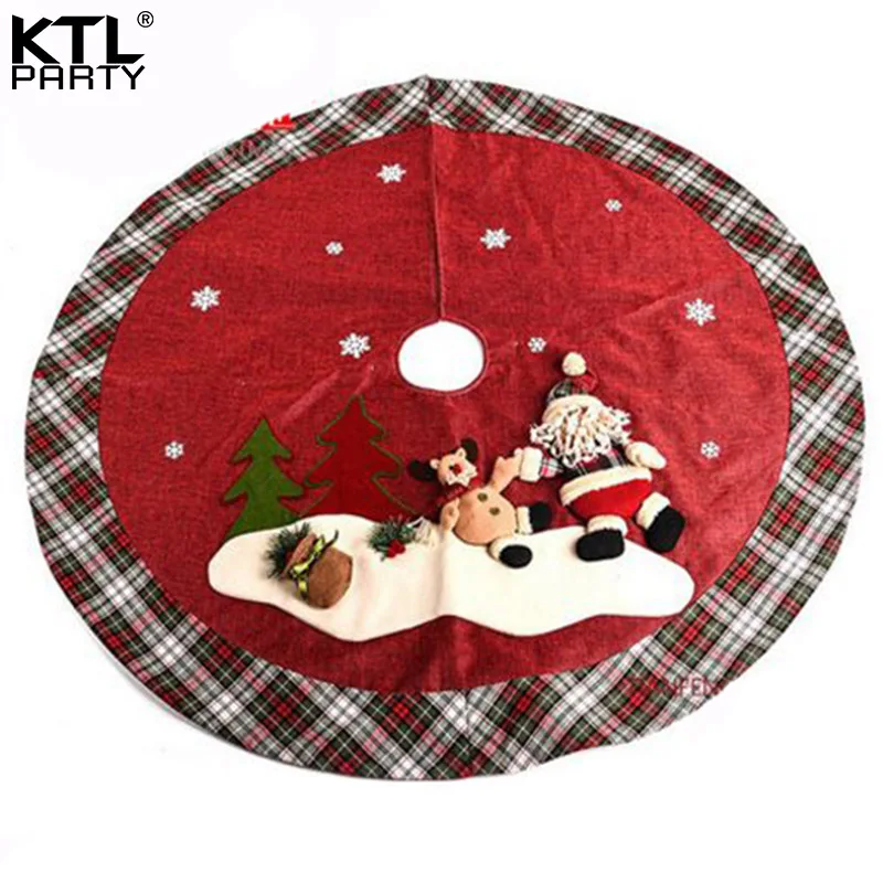 

KTLPARTY 120CM/47.2inch Three-dimensional linen christmas tree skirt superior quality Santa Claus/bear christmsa tree skirt