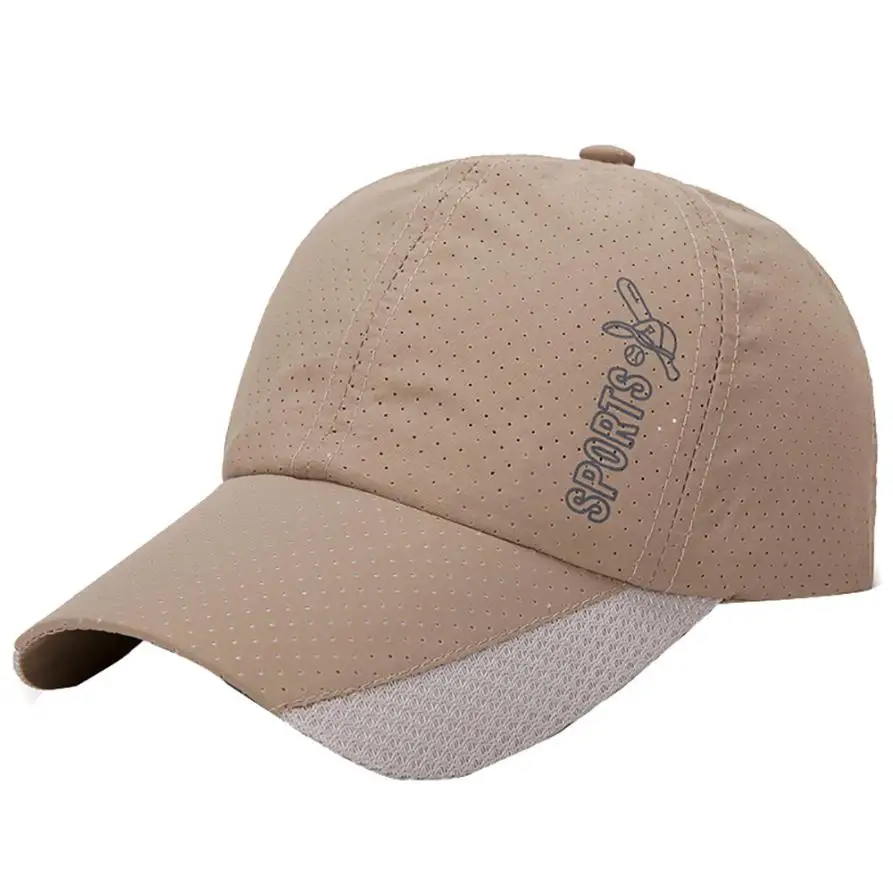 

2018 Summer Men's Tennis Caps Quick-Drying Mesh Hat Adjustable Letter Outdoor Sports Solid Color Tennis Cap 0810
