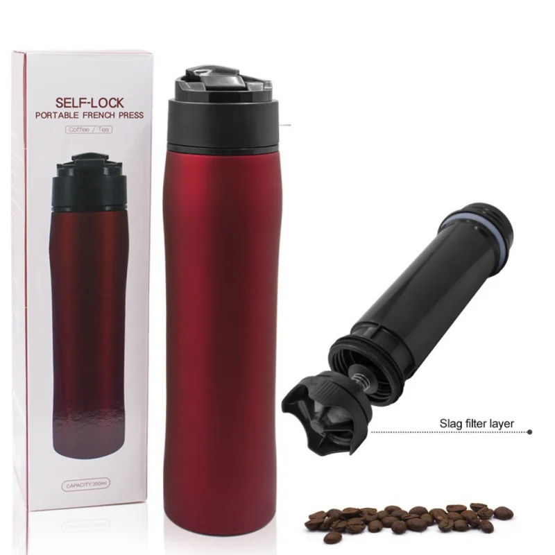 350ML Outdoor Vacuum Coffee Plunger Portable French Presses Coffee Pot