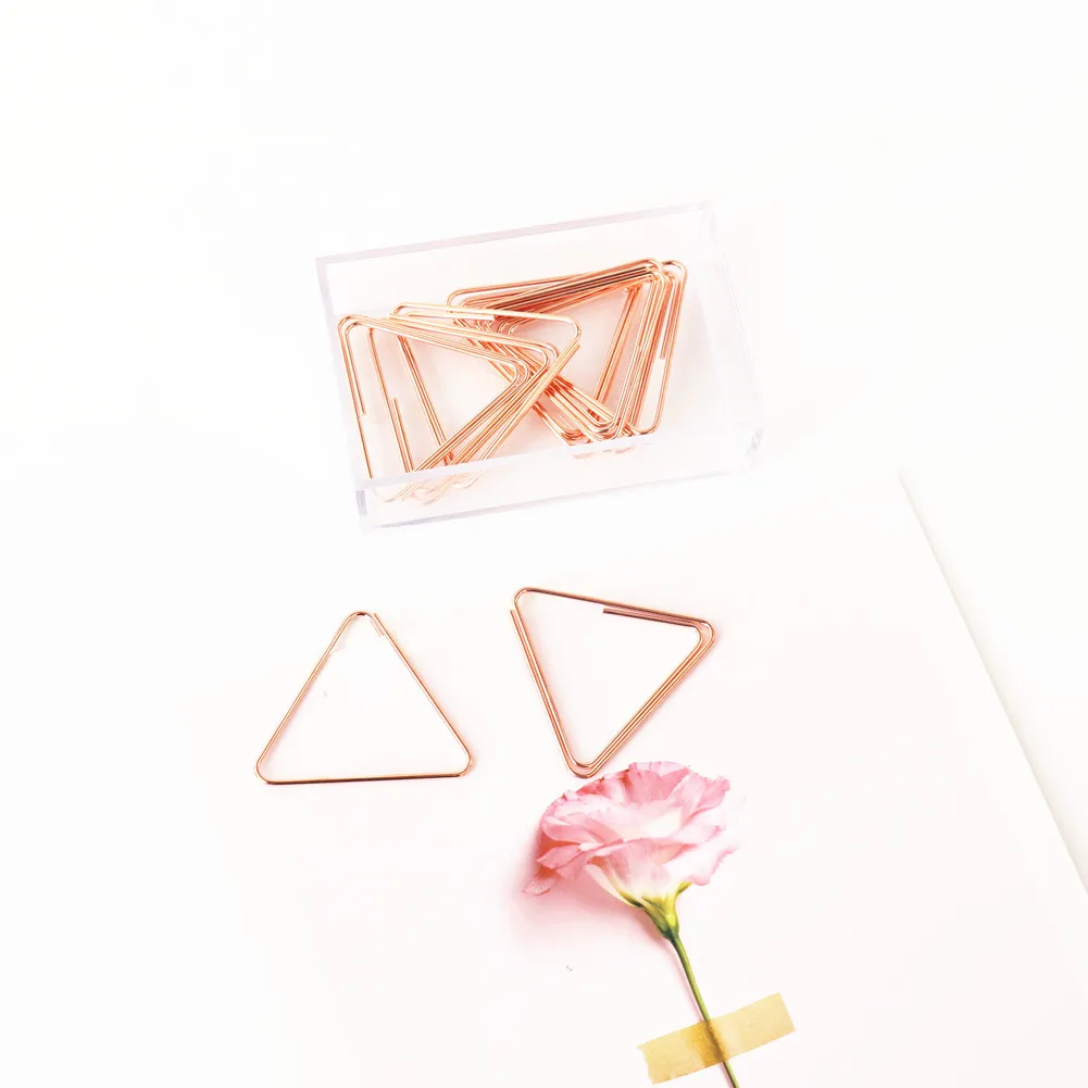 

TUTU 20pcs/lot triangle Paper Clips Kawaii Stationery Clear Binder Clips Photos Tickets Notes Letter Paper Clip Stationery H0289