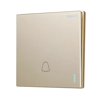 

High Quality Elegant Milan Gold Minimalism stylish Large Panel Doorbell Switch With Fluorescence Wall Switch