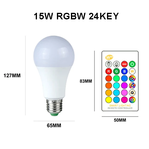 Светодиодный светильник E27 RGB светодиодный светильник E27 15 Вт 10 Вт 5 Вт RGBW с регулируемой яркостью светодиодный умный светильник для украшения дома праздника с пультом дистанционного управления - Испускаемый цвет: E27 RGBW 15W A65