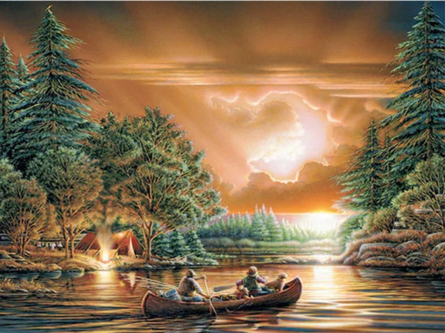 

5D DIY Diamond Painting boat Scenery Cross Stitch 3D landscape diamond Embroidery rhinestones Christmas gift