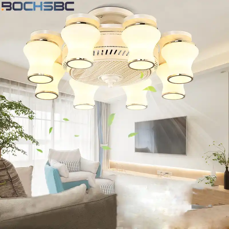 Bochsbc Modern Led Ceiling Fan Lights 8 Heads Anion White