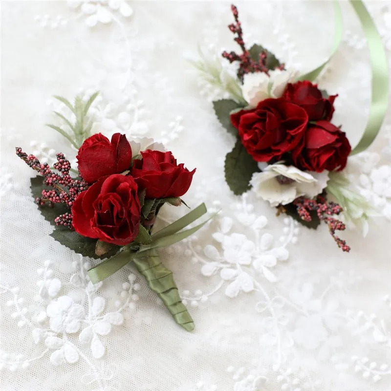 

edding Brooch Groom Brother Wedding Botonniere Brooch Party Suit Decor Handmade Prom Accessories Girl Wrist Bridal Corsage