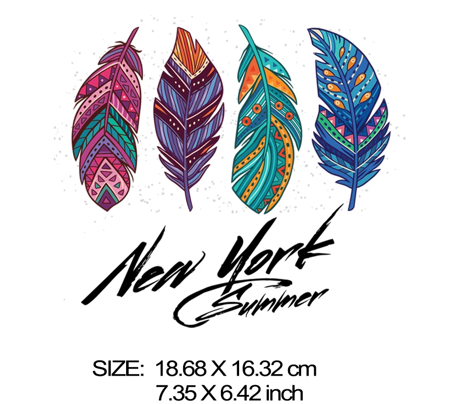 Новые модные нашивки с перьями для футболки наклейка на одежду Нью-Йорк летняя надпись А-уровень моющаяся железная аппликация Y-003