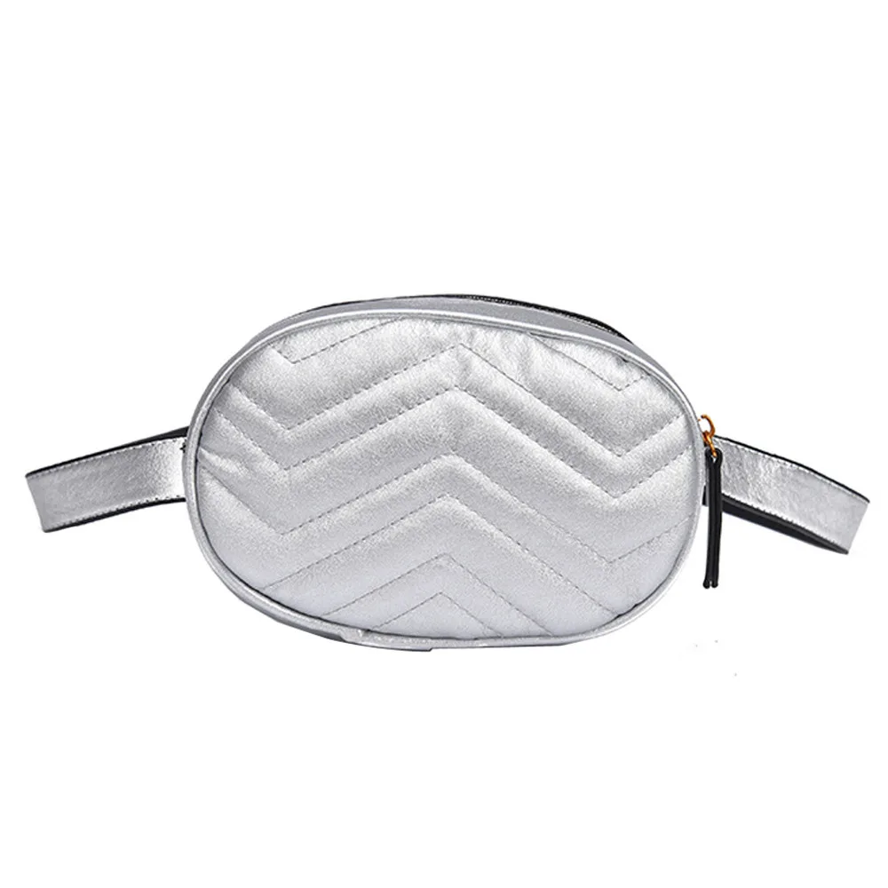 Женские сумки для талии кожаный ремень нагрудная сумка Дамский Дизайн Роскошные нагрудные поясные сумки телефон вечерние сумки-клатчи Hip Packsy62 - Цвет: Silver