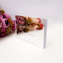 Горизонтальный Свадебные пользовательские книга для подписей посетителей акриловое зеркало Белая пустая персонализированные вечерние свадебные сувениры свадебные подарки 25x18 см