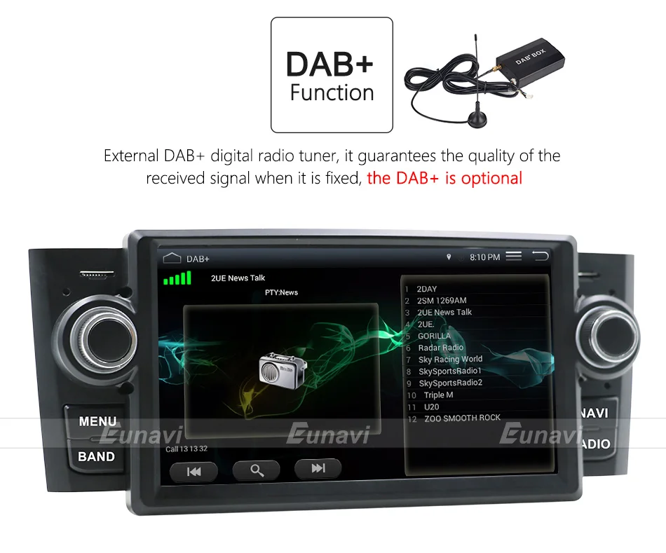 Clearance Eunavi 1 Din 7 inch Quad core Android 7.1 Car Radio Stereo System GPS Navigation for Fiat Linea 2006 2G RAM WIFI USB Bluetooth 13