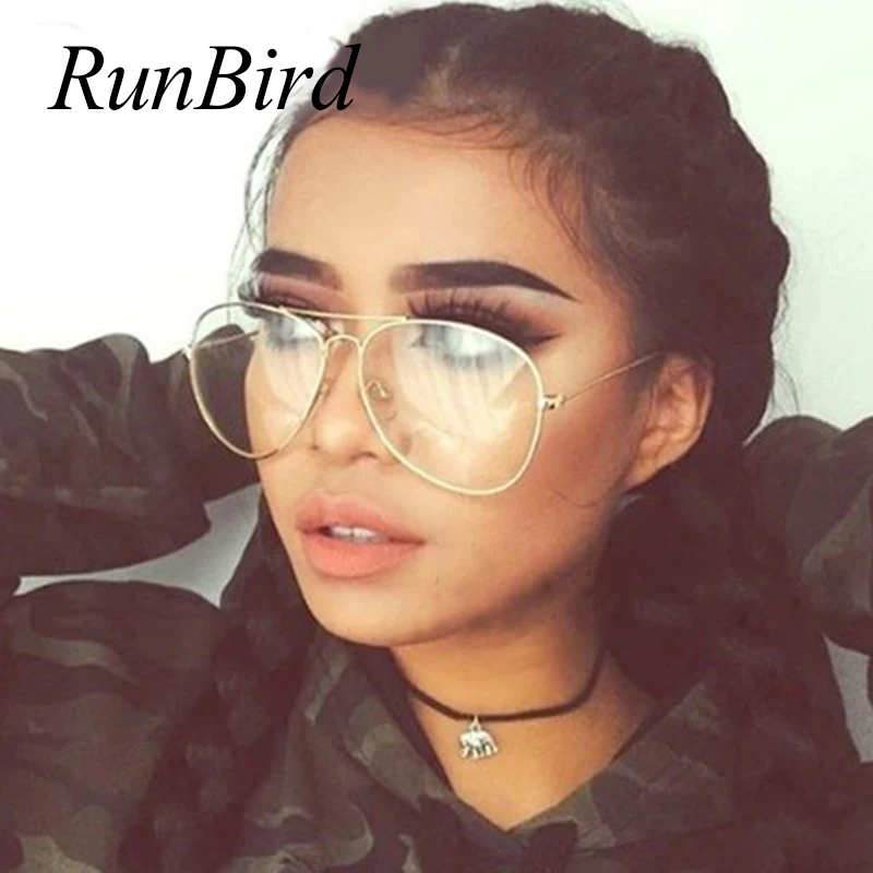 Очки-авиаторы Runbird с прозрачными линзами UV400 085 для мужчин и женщин брендовые