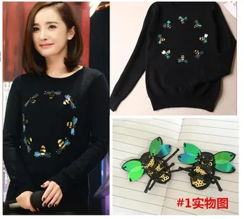 

Insect Bees Sequins Patches Applique Sew On Beading Applique Fashion Clothes Shoes Bags Decoration Patch DIY