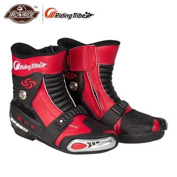 

Riding Tribe Motocross Boots Motorcycle SPEED Racing Boots Black Off-Road Racing Motocross Mircrofiber Leather Motorcycle Shoes
