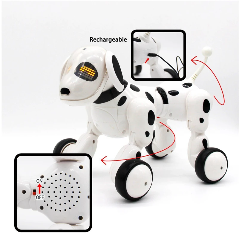 Wireless Remote Control Smart Robot Dog Wang Xing Electric Dog Early Educational Toys for Children Various Super Modes(White