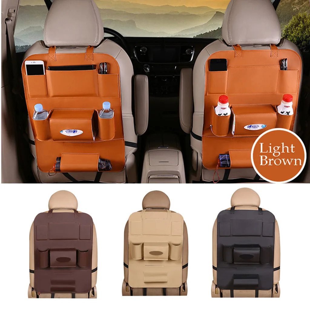 

car seat back leather Kids Anti child kick Mat Car Organizer Baby Car Seat Travel Bag Holder Hanging Bag interior accesories